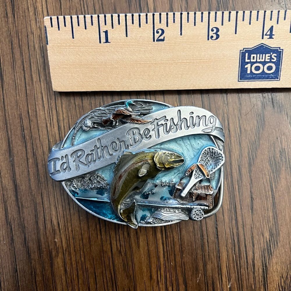 Siskiyou Vintage I’d Rather Be Fishing Siskiyou Buckle Co 1985 Belt Buckle.